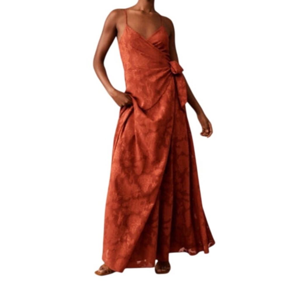 BHLDN Hutch Wrap Maxi Dress XL Rust Terracotta Bridesmaid Wedding Guest NWT